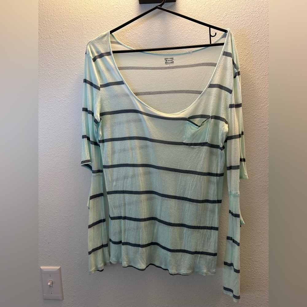 Mint Green Striped Women's Top